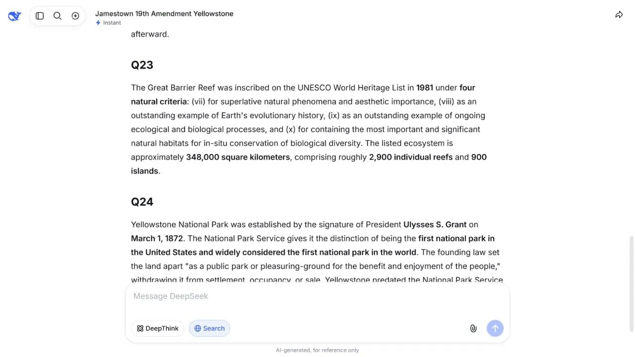 DeepSeek B06 response showing the complete Q23 answer without inline citation markers.